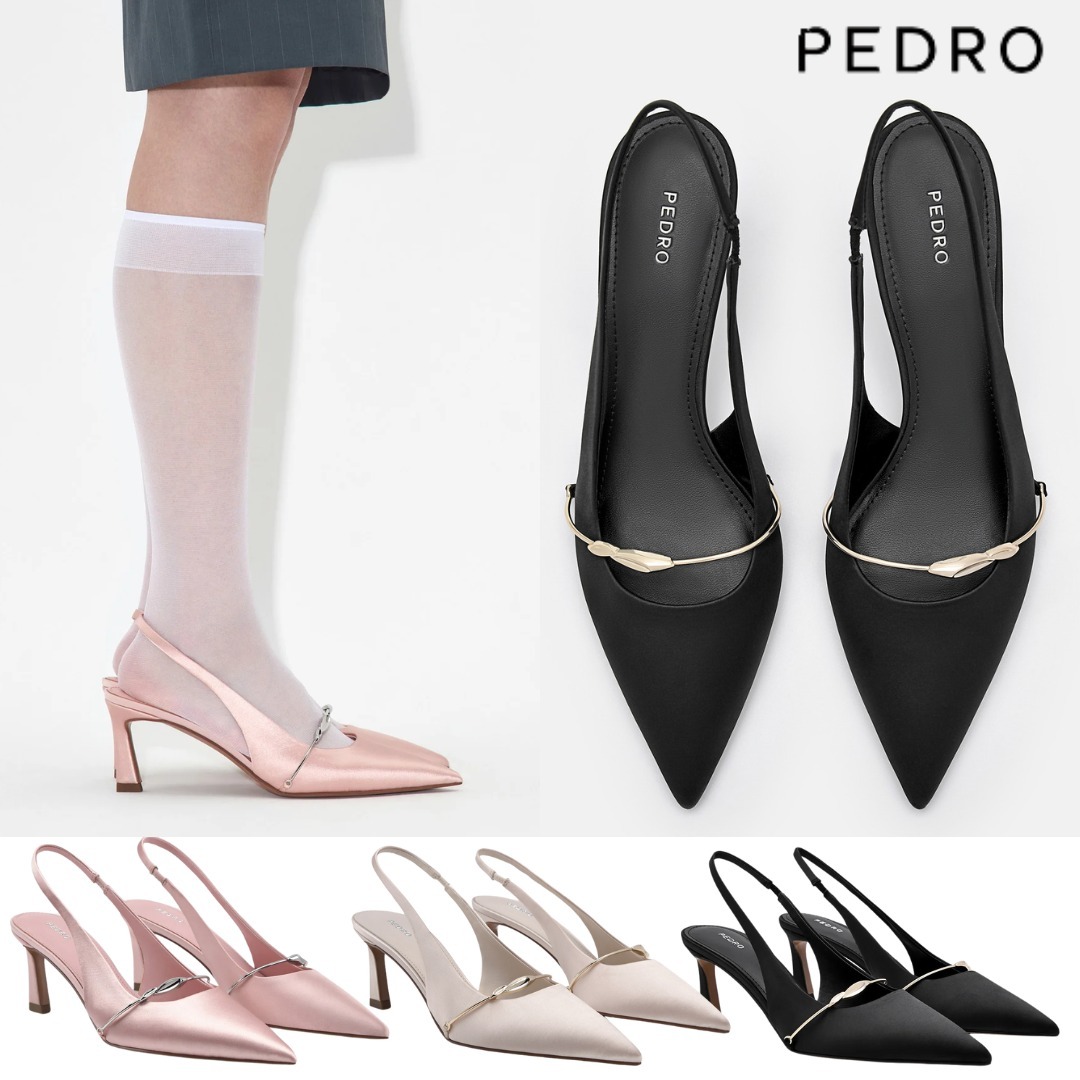 台湾 ペドロ PEDRO Mira サテン スリングバック パンプス