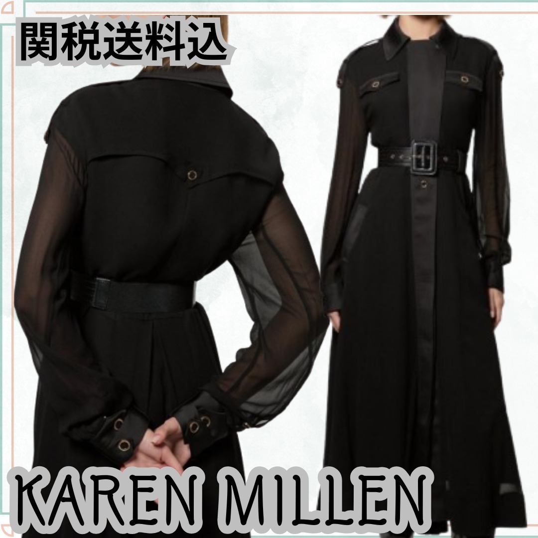 関送込【KAREN MILLEN】プチジョーゼットトレンチミディドレス