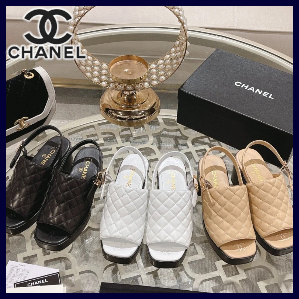 歩きやすいヒール♪】CHANEL チャンキーヒール サンダル