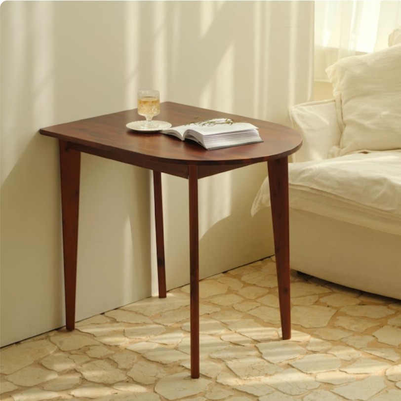 [House Recipe] Aiden Teak 木製 半楕円 テーブル 800size