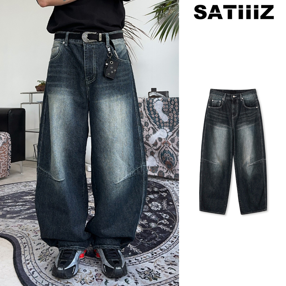 【SATIIIZ】Canon Curved Pintuck Denim Pants
