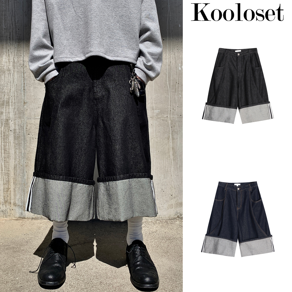【KOOLOSET】Roll-up Maxi Bermuda Selvage Denim