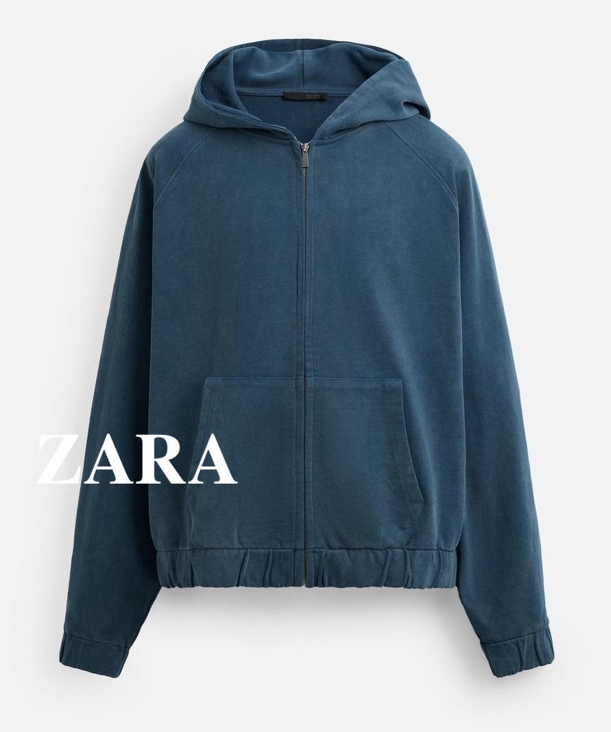 ★ドイツ発*ZARA*新作*フェードウォッシュZIPフーディ/BLUE★