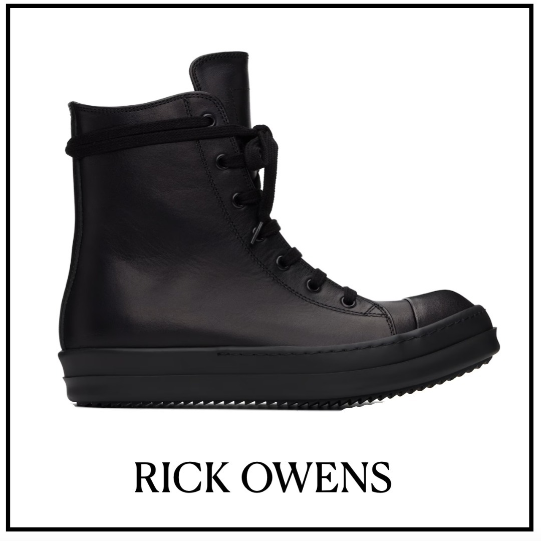【RICK OWENS】ブラック Hollywood レザースニーカー