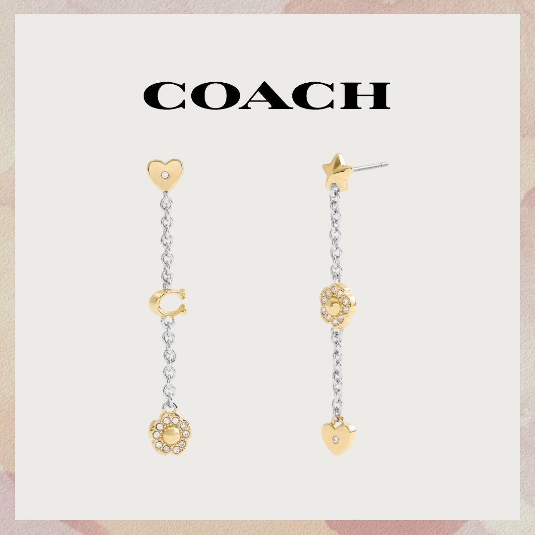 【COACH】パヴェ ティー ローズ アンド ハート リニア ピアス