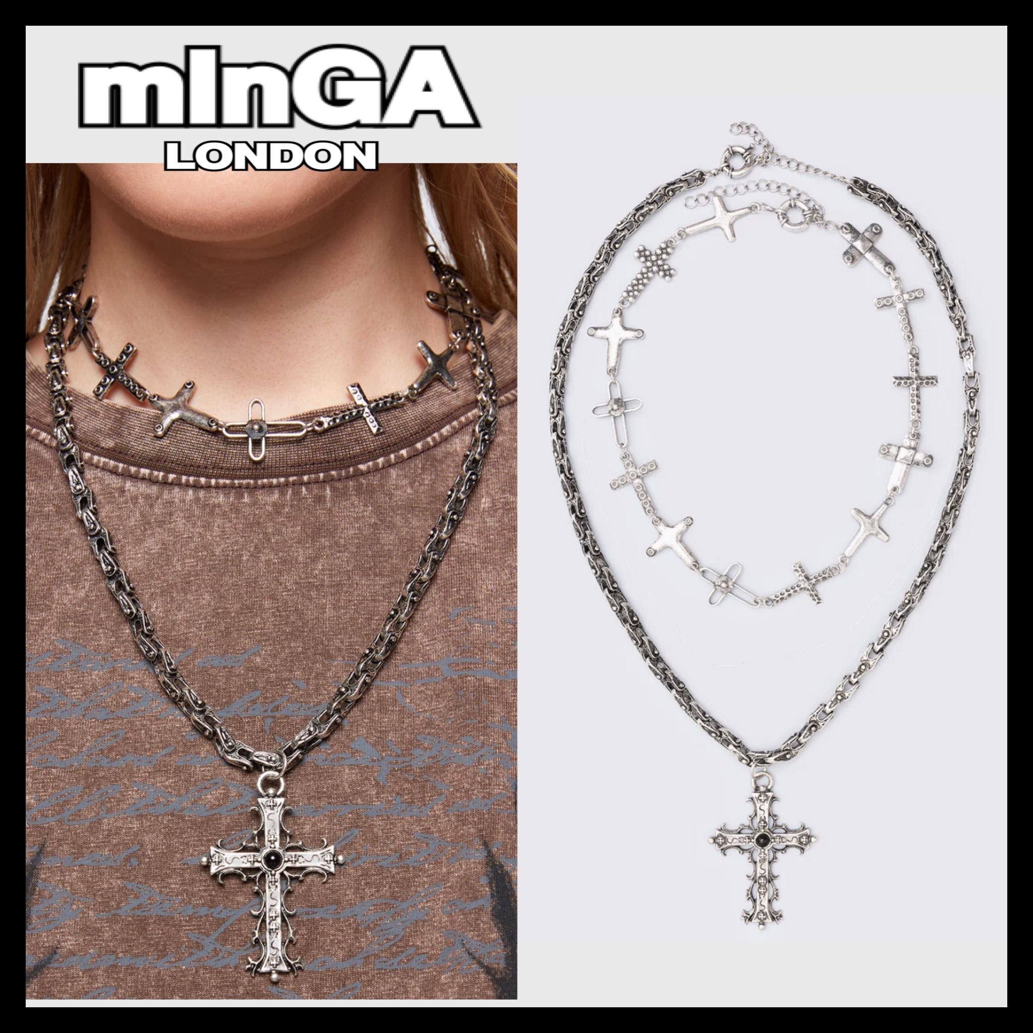 関税込 完売前に【MINGA LONDON】クロス ネックレス セット