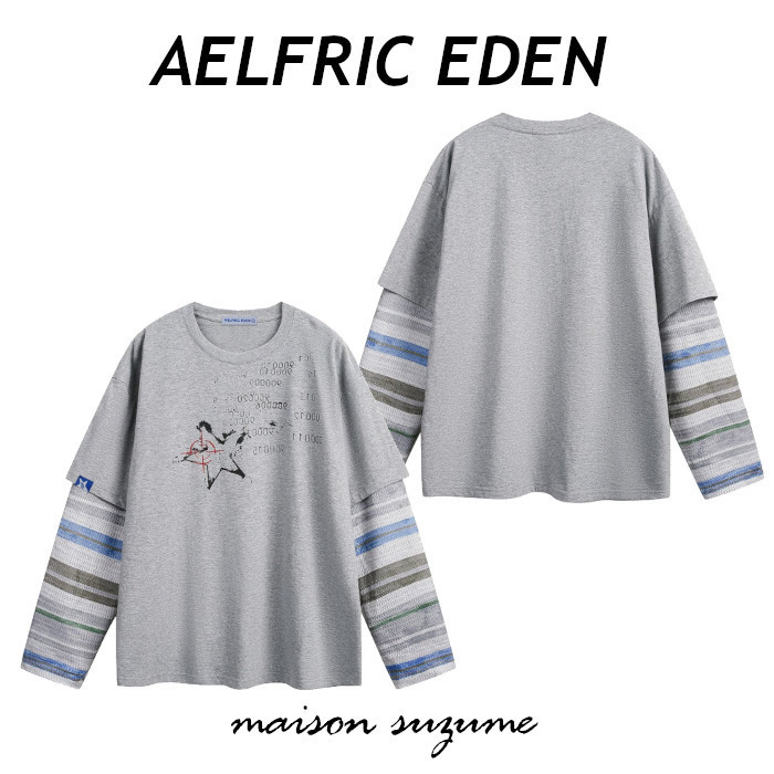 【AELFRIC EDEN】ボーダースリーブレイヤー☆グラフィティロンT