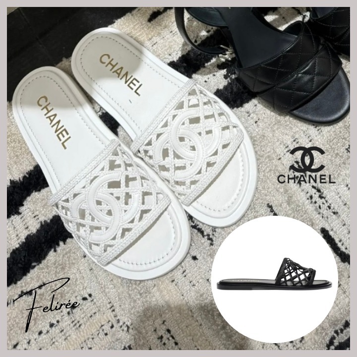 《メッシュが涼しげ☆》CHANEL サンダル CCロゴ