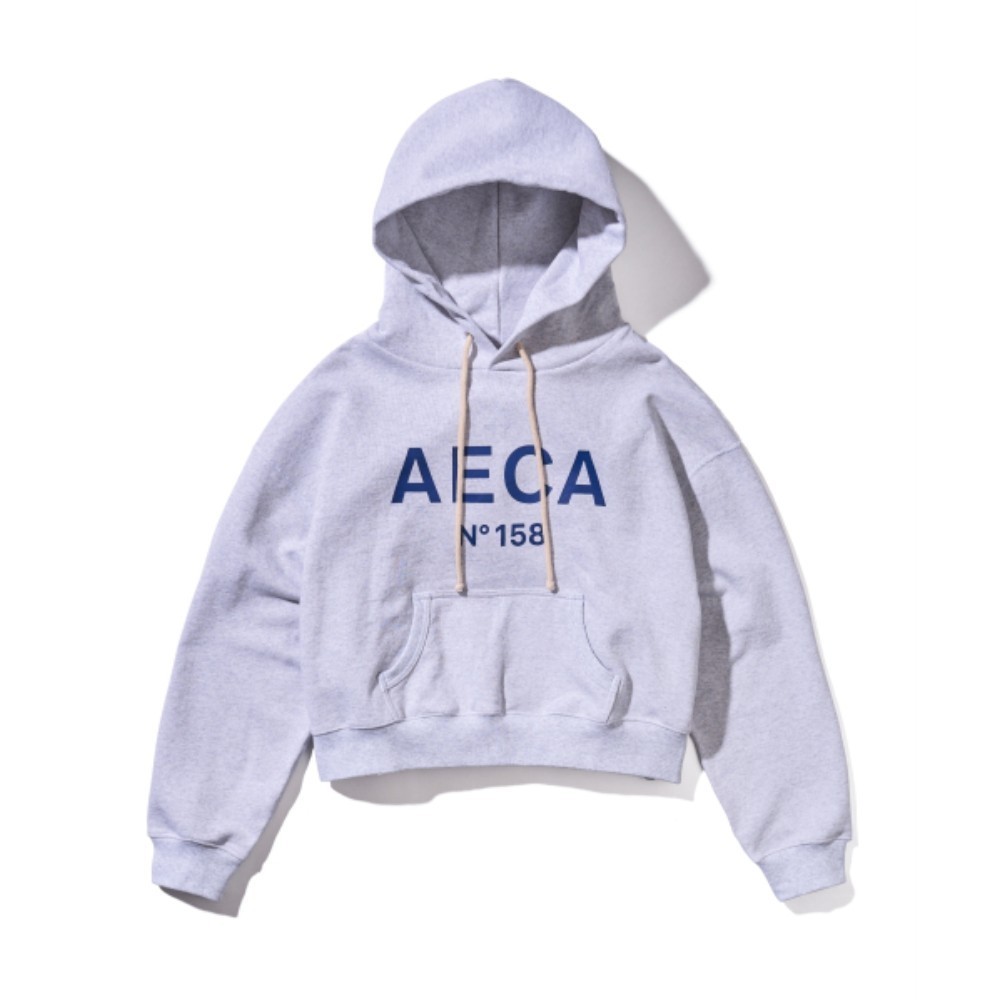 パーカー・フーディ AECA WHITE BIG LOGO CROP HOODIELIGHT GREYNAVY