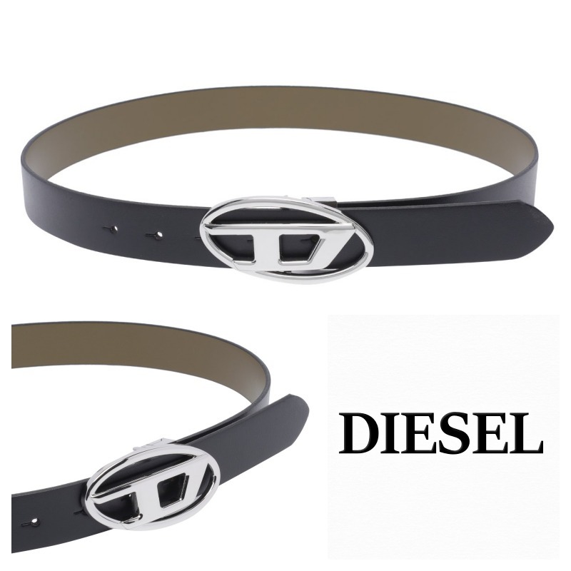 DIESEL B-1DR ロゴ レザー バックル ベルト