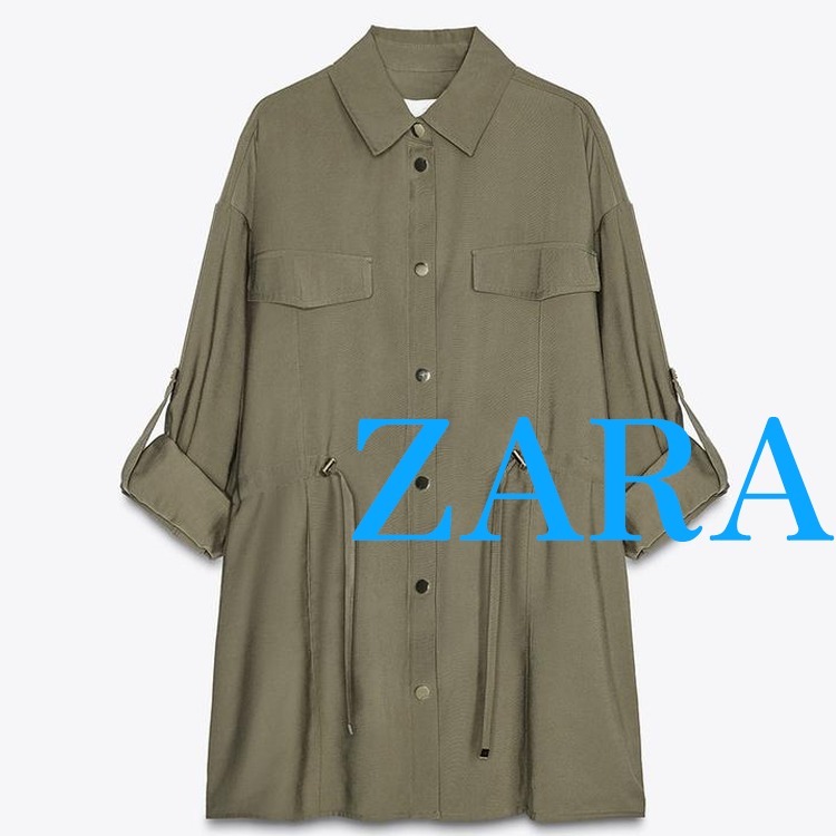【ZARA】サファリシャツジャケット カーキ | 3046/021/505