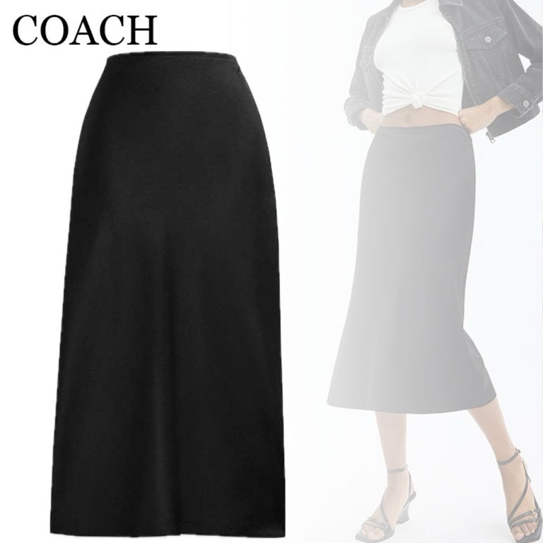 すぐ届く*COACH*コーチ*ロング サテン ミディ スカート