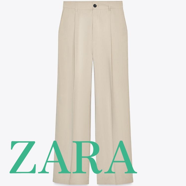 【ZARA】プリーツ パンツ ベージュ/グリーン | 1255/440/714