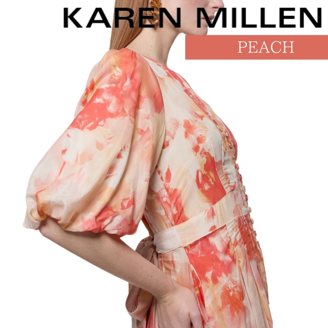 KAREN MILLEN 日本未入荷 ドレス 半袖 花柄 フレア Vネック