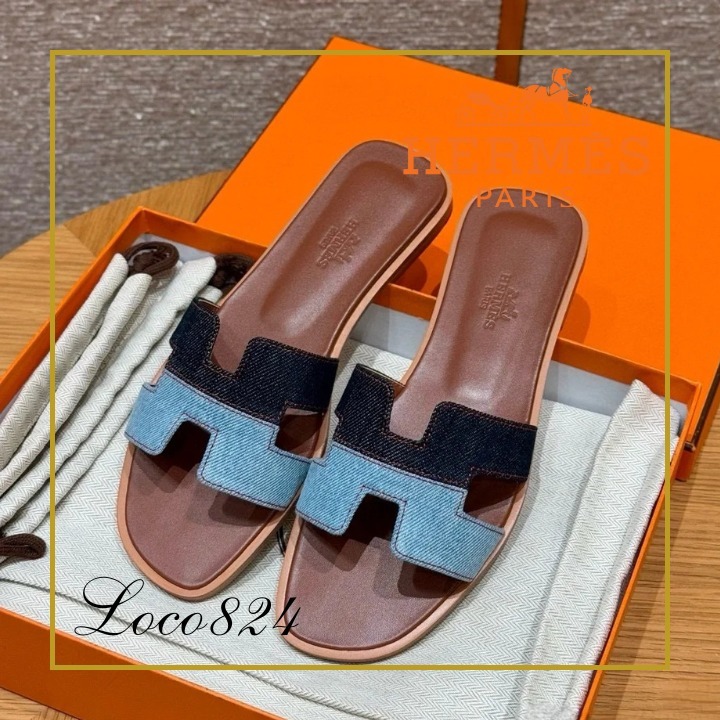 【デニムがおしゃれ☆】HERMES バイカラー サンダル オラン Oran