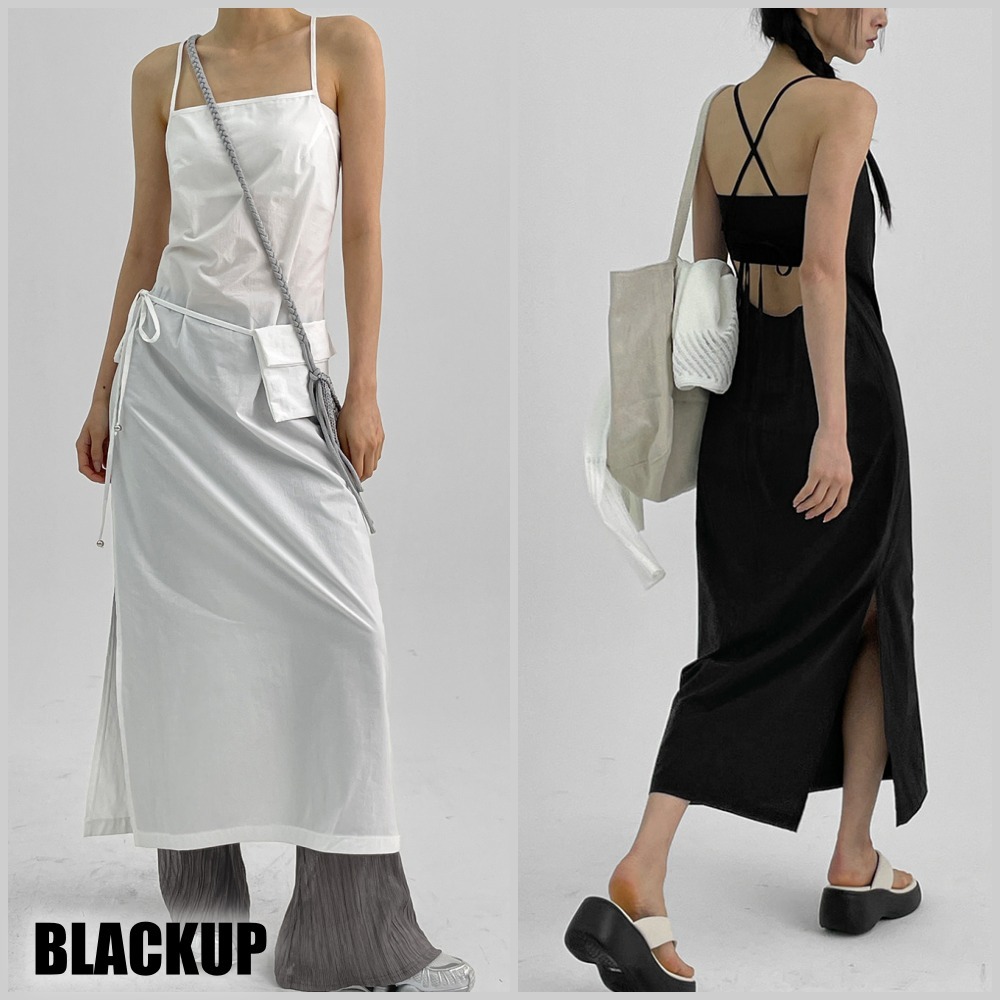 ★BLACKUP★ バックレスサマー ロングワンピース