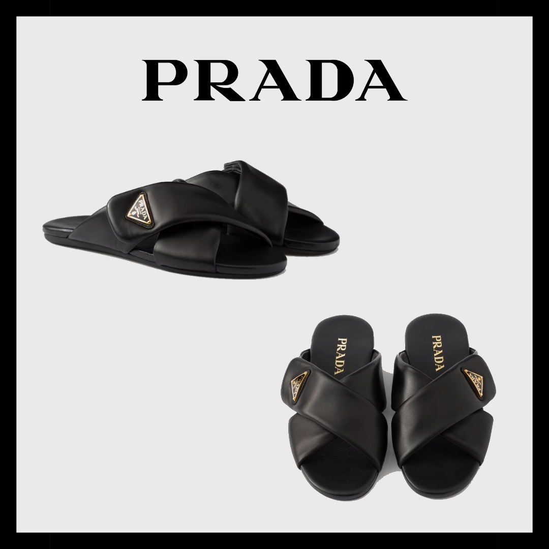 【PRADA】ナッパレザースライド 直営店買付 日本未入荷 ブラック