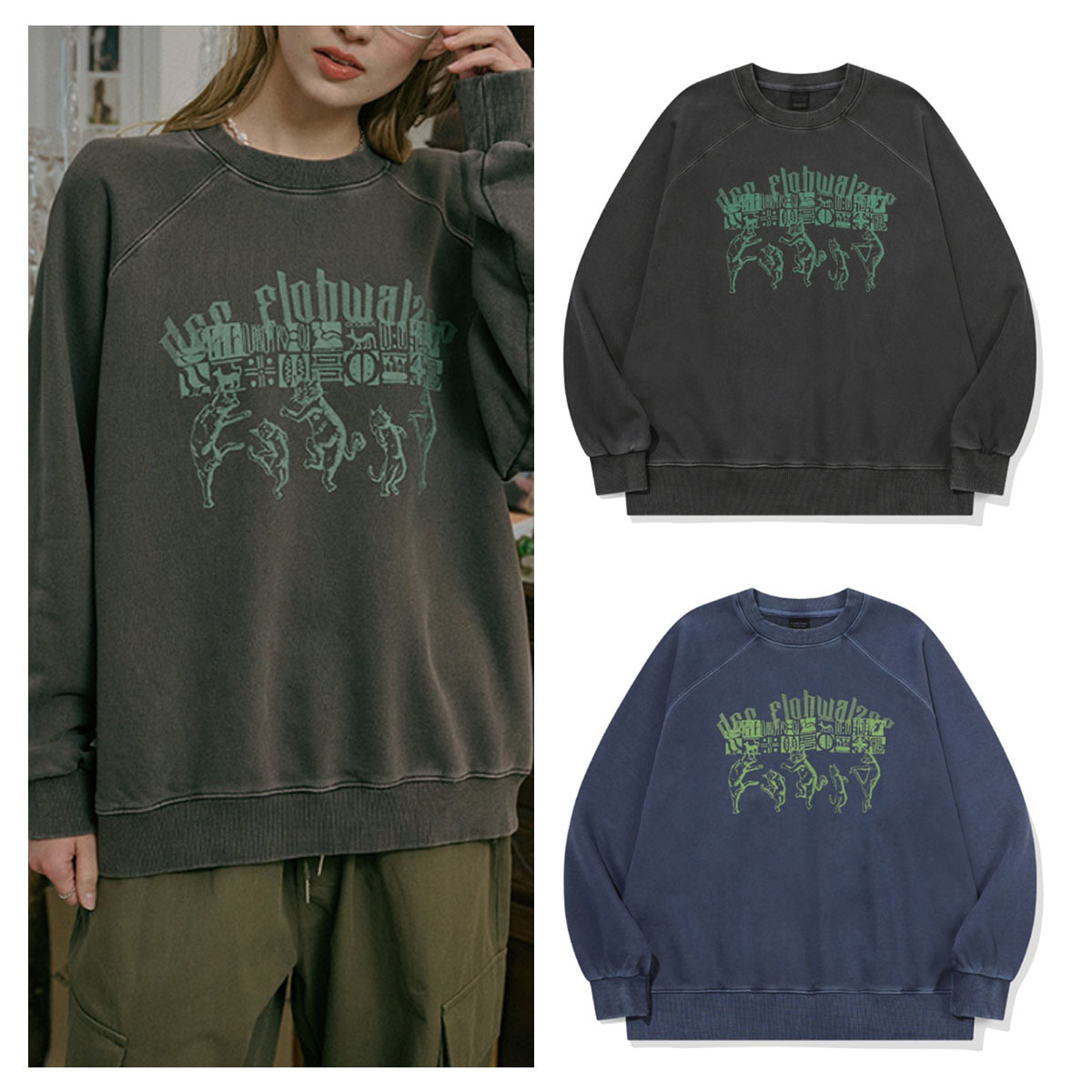 Tシャツ・カットソー CPGN STUDIO Flea Waltz Raglan Pigment Sweatshirt 5JH1010