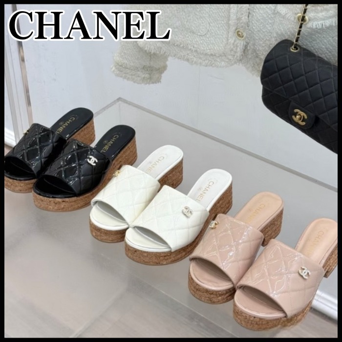 25S◆シャネルらしいキルティング♪◆CHANEL レザー サンダル