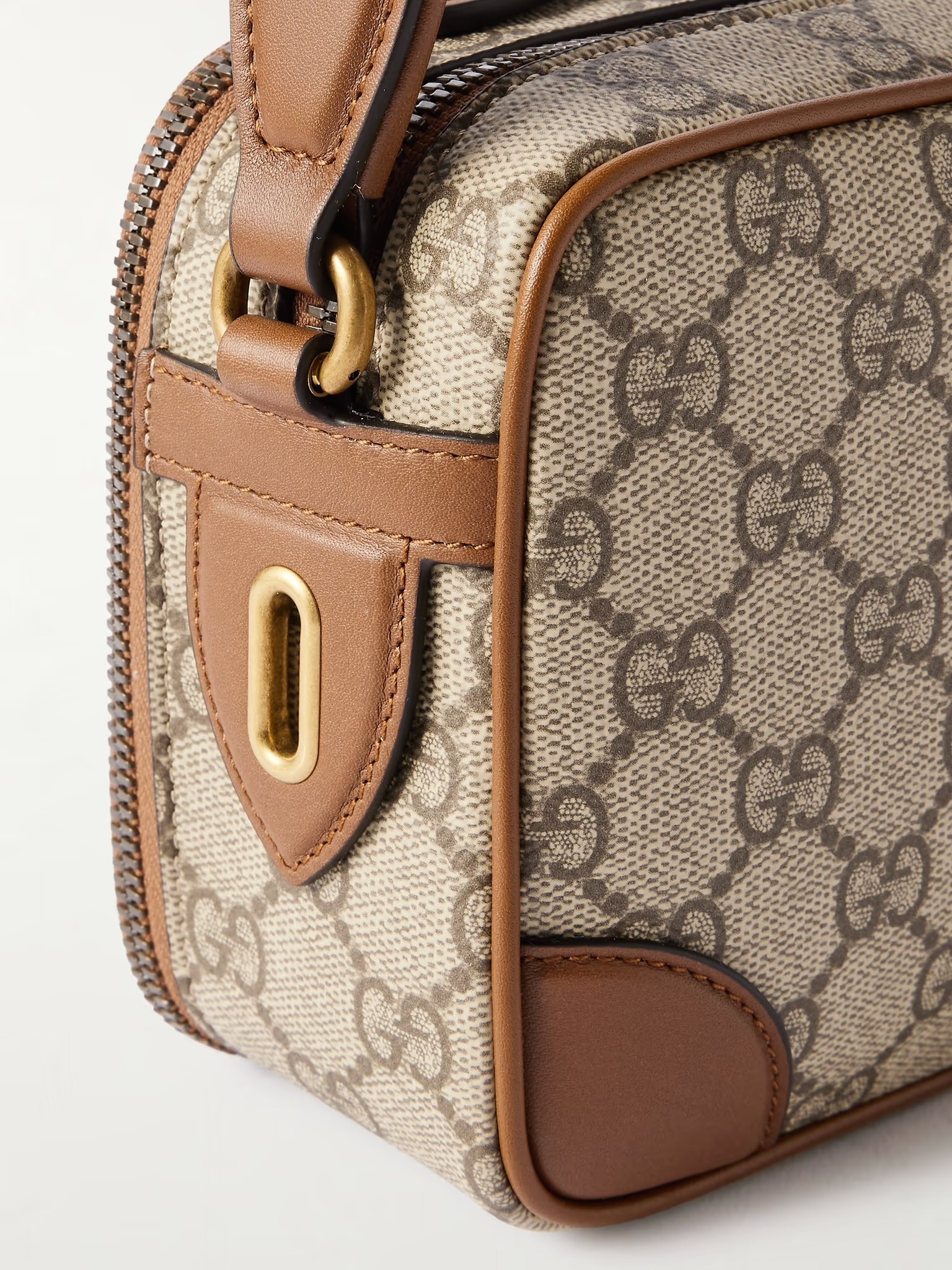 【関税込み】☆GUCCI☆ GG レザートリム メッセンジャーバッグ 関税込み】☆GUCCI☆ GG レザートリム メッセンジャーバッグ