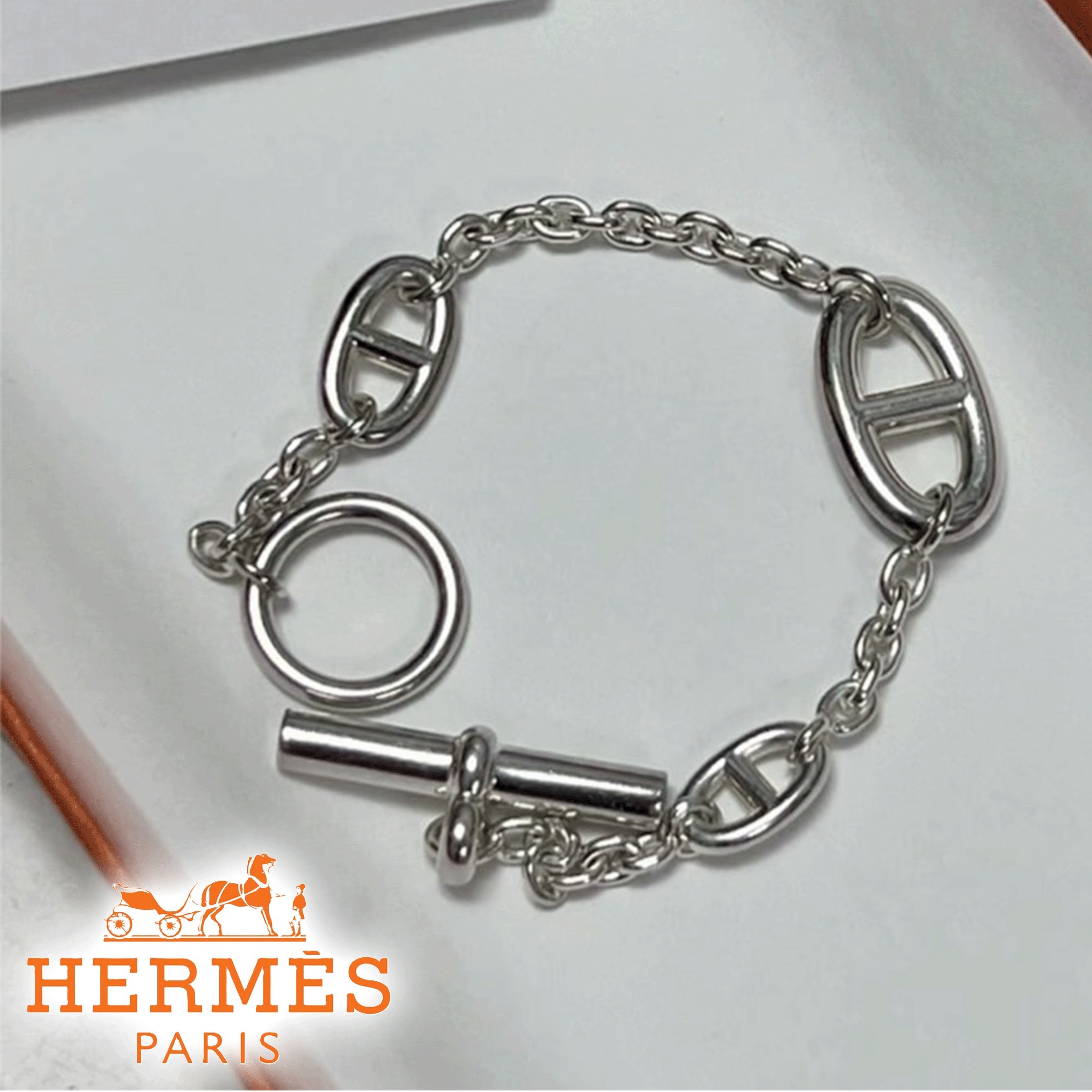 お洒落なデザイン★【HERMES】ファランドール ブレスレット