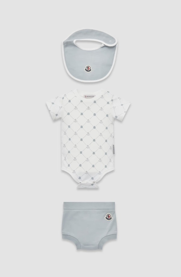 MONCLER 2025春夏 ロンパース&ビブ＆ショーツ 3点セット/1M〜18M