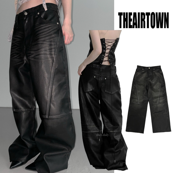 【THEAIRTOWN】cat leather jeans ★S/M