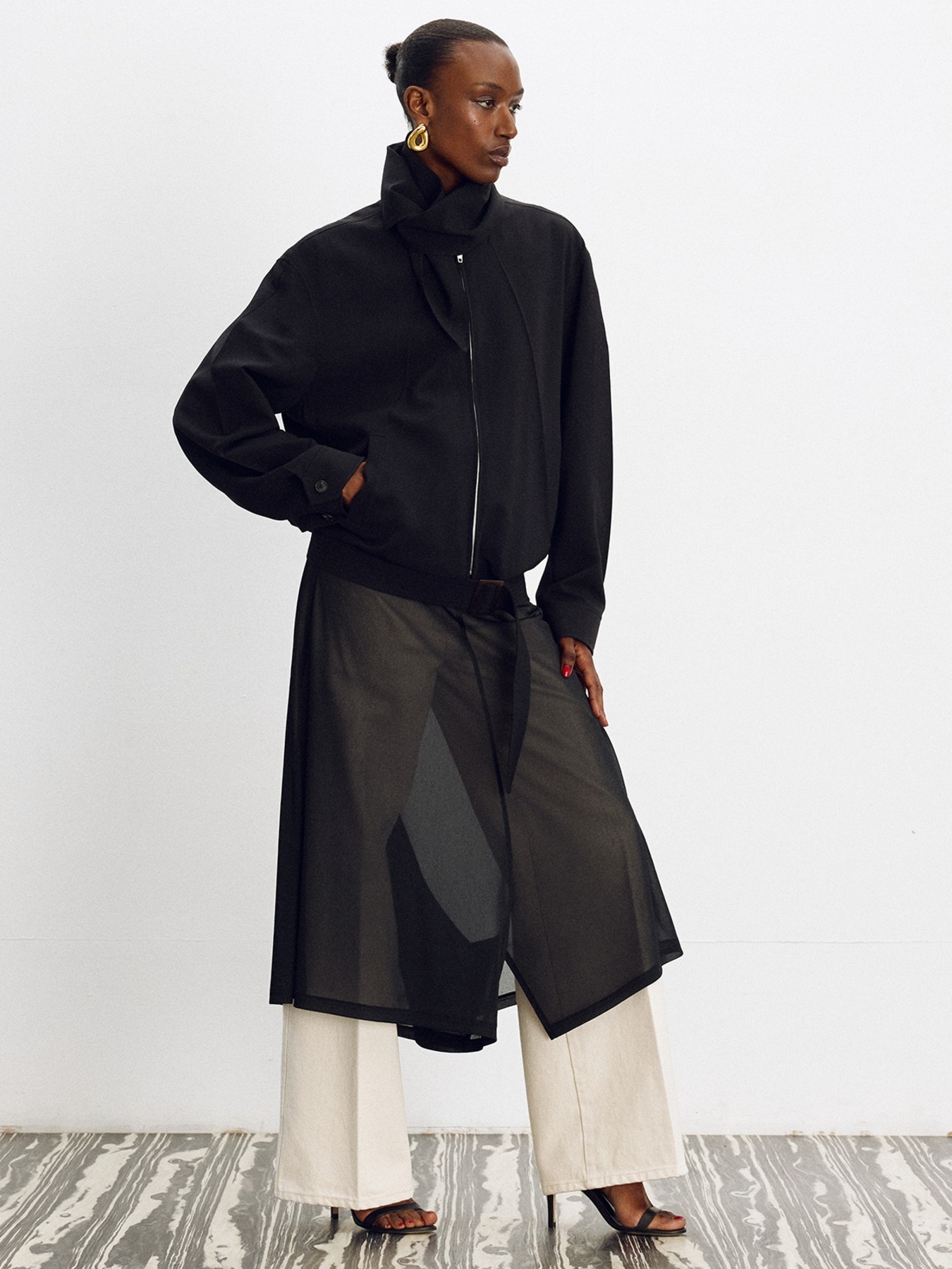[RECTO] / ☆ 25SS SHEER JERSEY FLARE SKIRT PANTS / BLACK