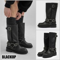 ★BLACKUP★ バイカー バックル ミドルブーツ