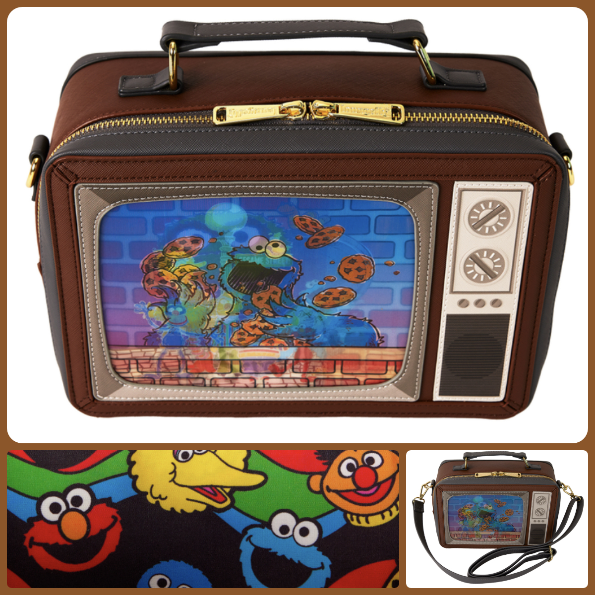 セサミストリート Retro TV Triple Lenticular Crossbody Bag