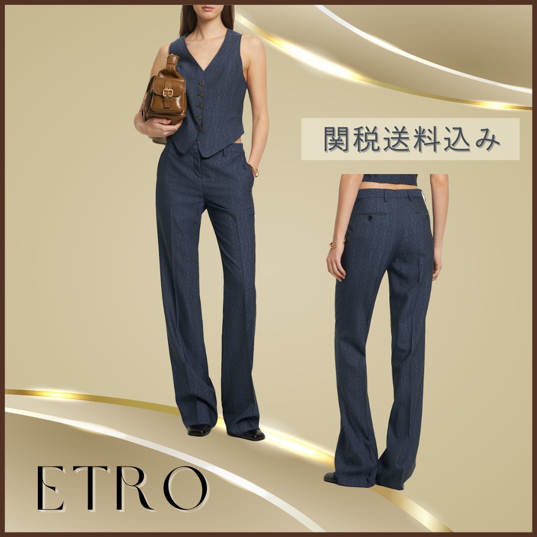 ETRO【関税送料込＆SALE価格】ウールテーラードストレートパンツ