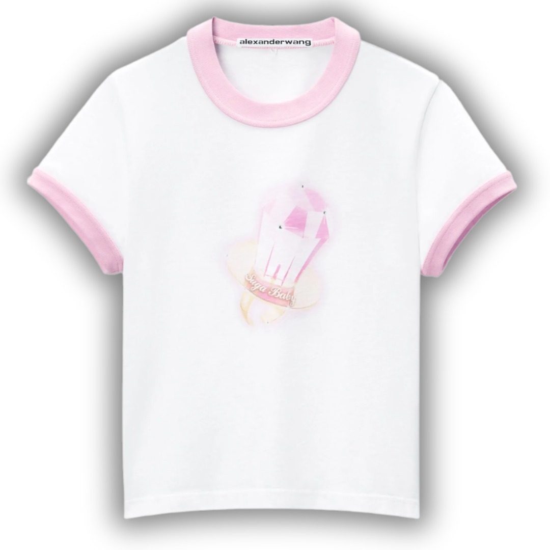 [Alexander Wang]グラフィックロゴTシャツ半袖 クリスタル付き Alexander Wang]グラフィックロゴTシャツ半袖 クリスタル付き