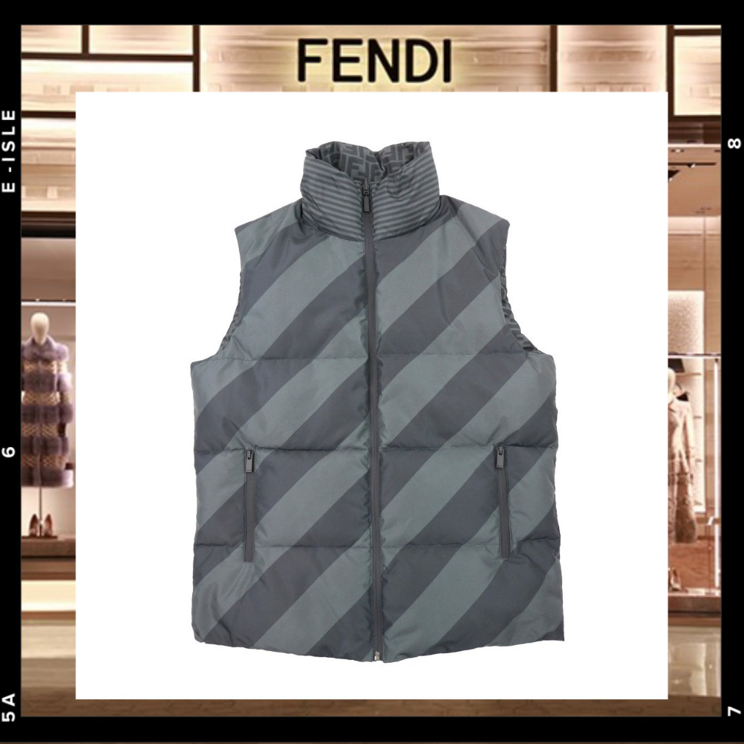 希少【FENDI】フェンディ FFロゴ Rev ジレ ナイロンベスト