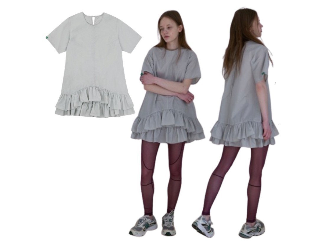 韓国商品/NOCONTENT Half sleeve shirring ops