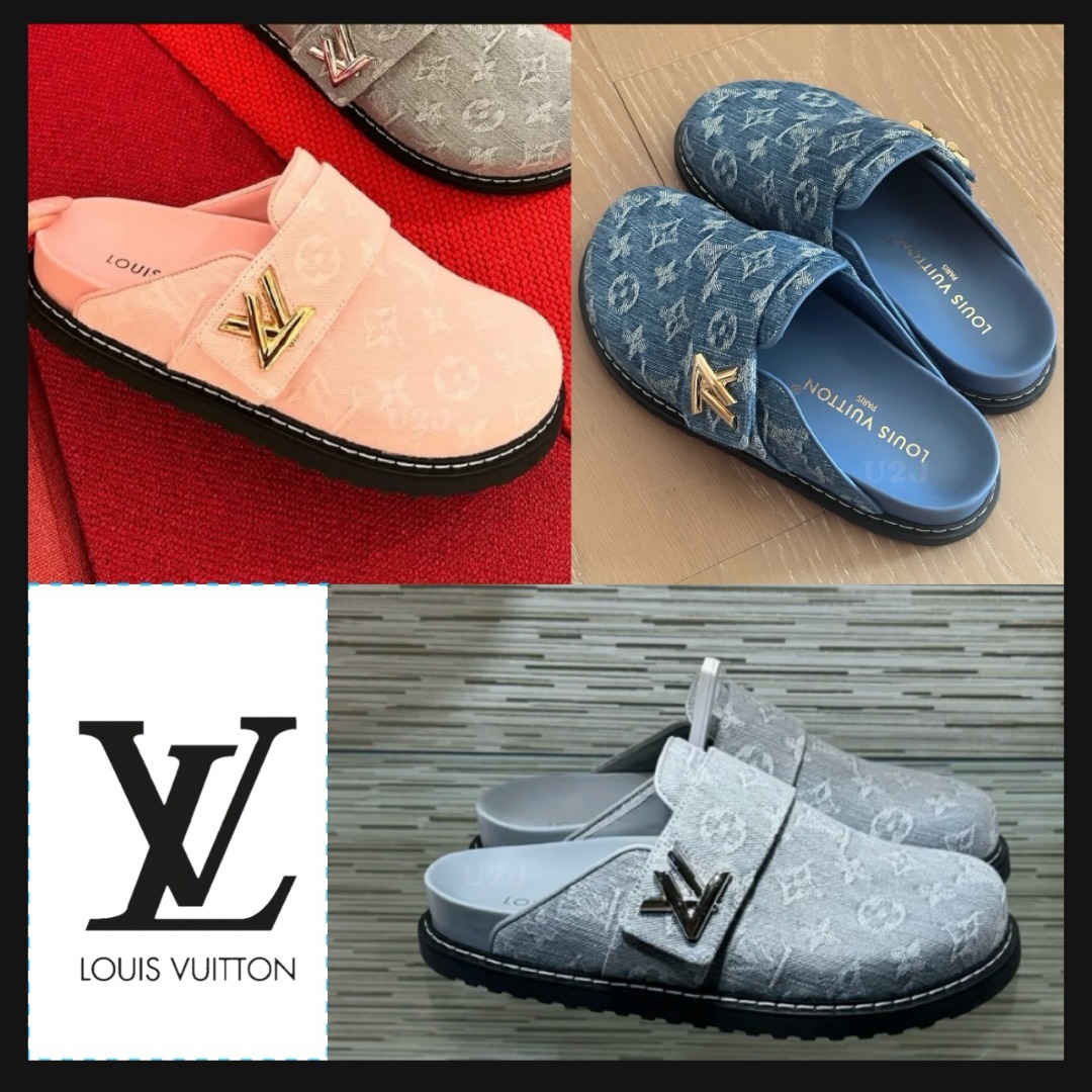【LV◆可愛いデザイン！！】 Louis Vuitton デニム ミュール