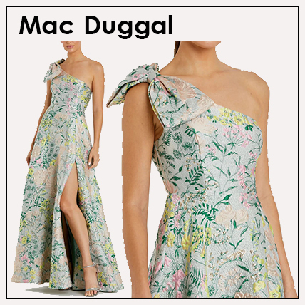 Mac Duggal◆リボン フローラル ワンショルダー ドレス