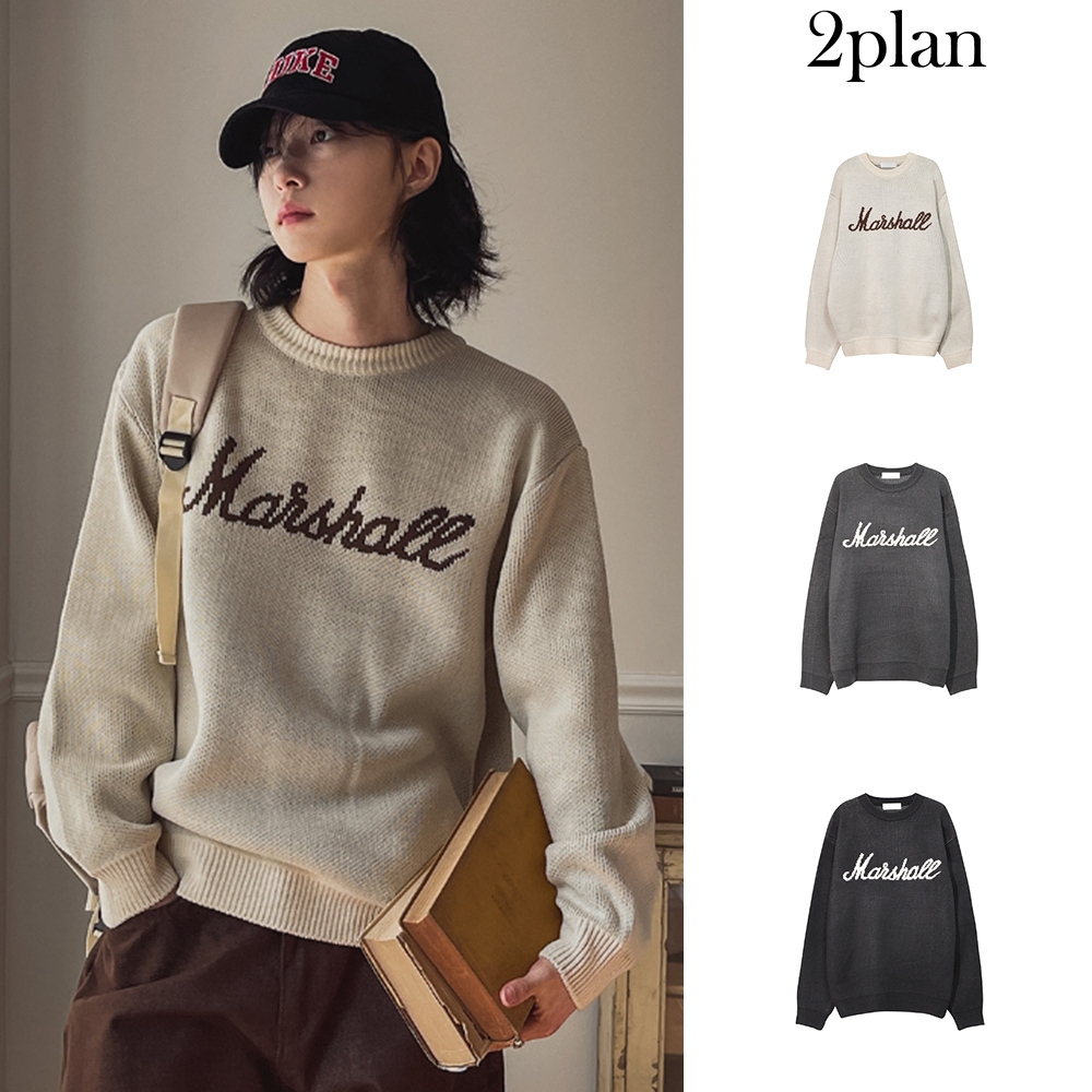 【2plan】Marshall Lettering Long Sleeve Knit