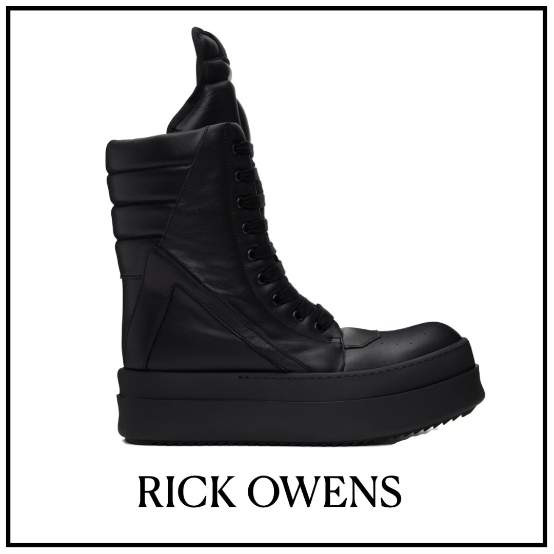 【RICK OWENS】ブラック Hollywood Mega Geobasket スニーカー