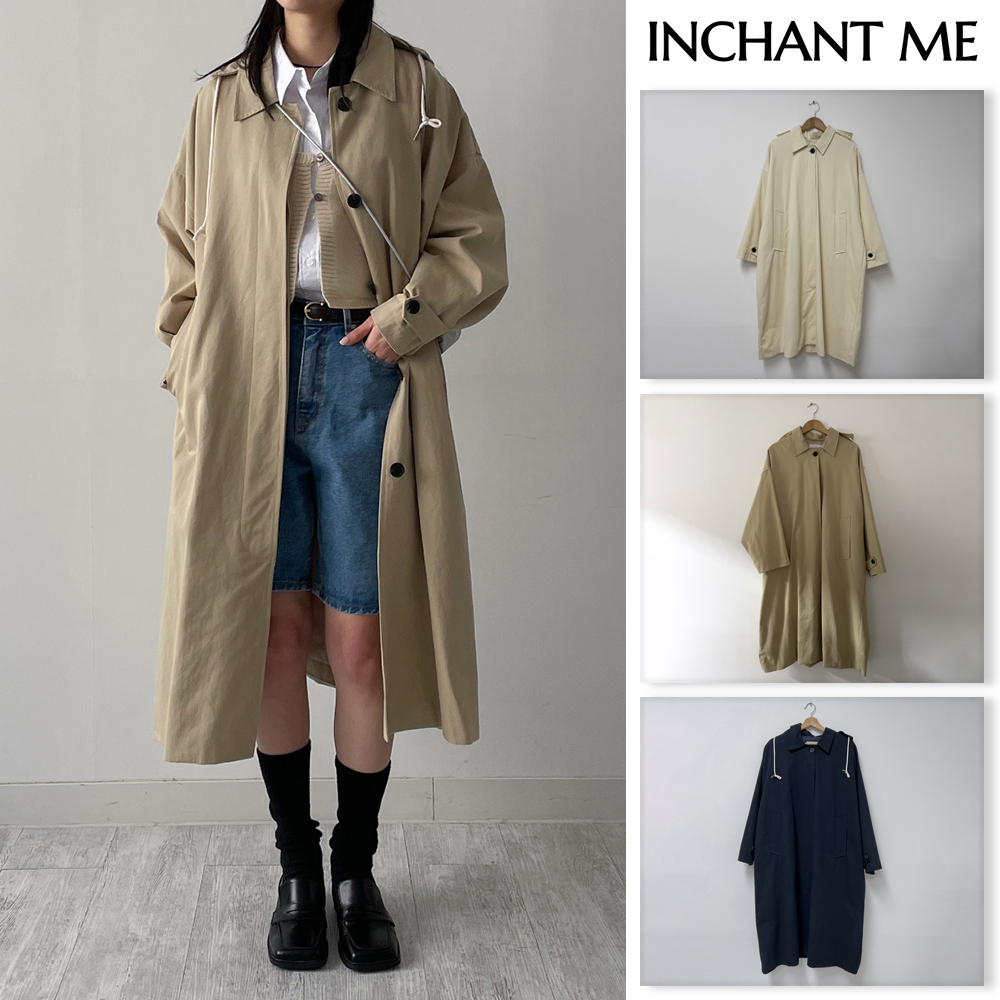 【INCHANT ME】Captain Hood Neck Trench Coat