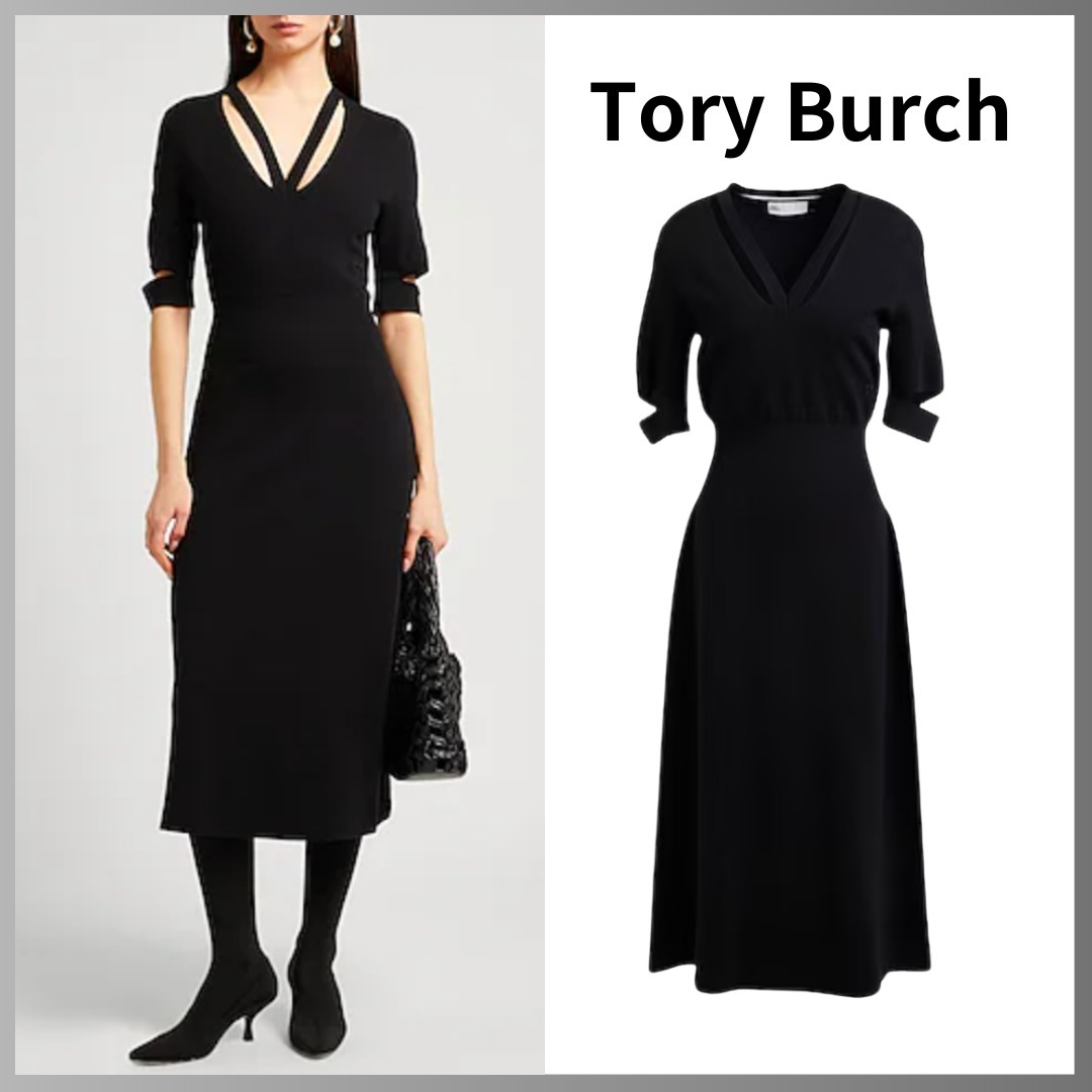 【TORY BURCH】送関込☆TORY BURCH ロゴ フレアワンピース