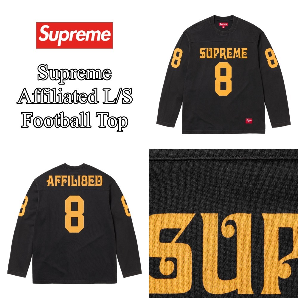 【Supreme】Affiliated L/S Football Top★Black★25SS★