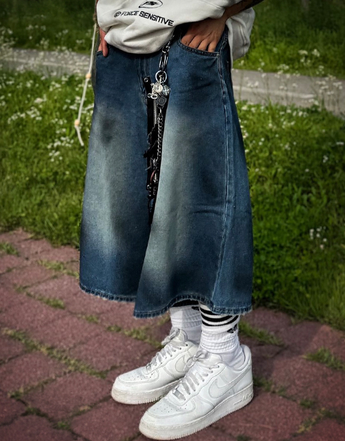 ハーフ・ショートパンツ Dirty Oil Bermuda Denim Pants Blue