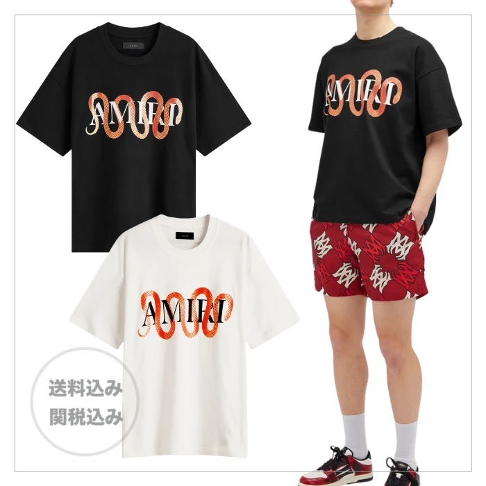 【話題】AMIRI アミリ スネーク Tシャツ コットン AMIRI】コットン スネークプリント クルーネック Tシャツ
