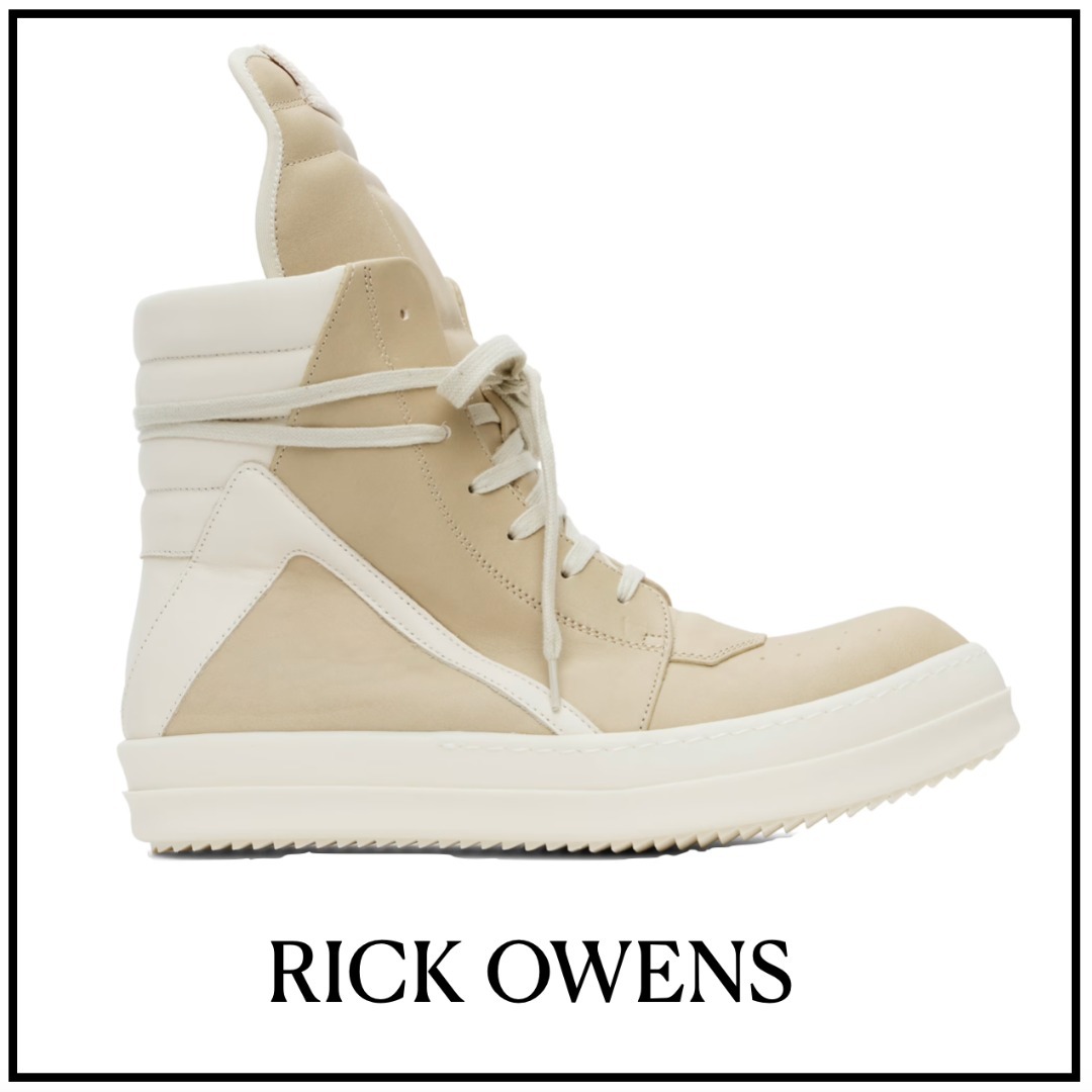 【RICK OWENS】ベージュ Hollywood Geobasket スニーカー