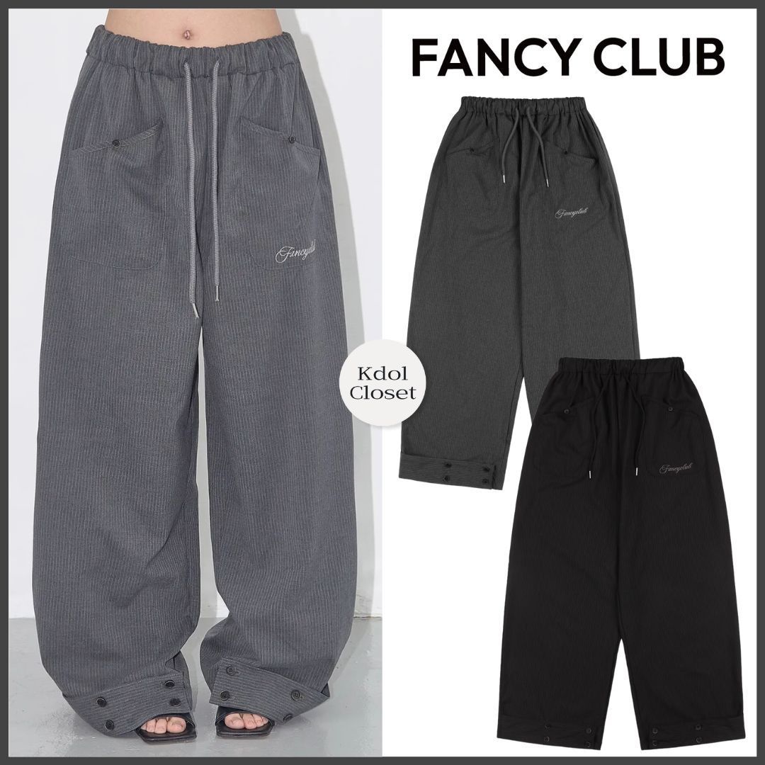 韓国女子人気[NASTY FANCY CLUB] CLASSIC BUTTON BANDING SLACKS