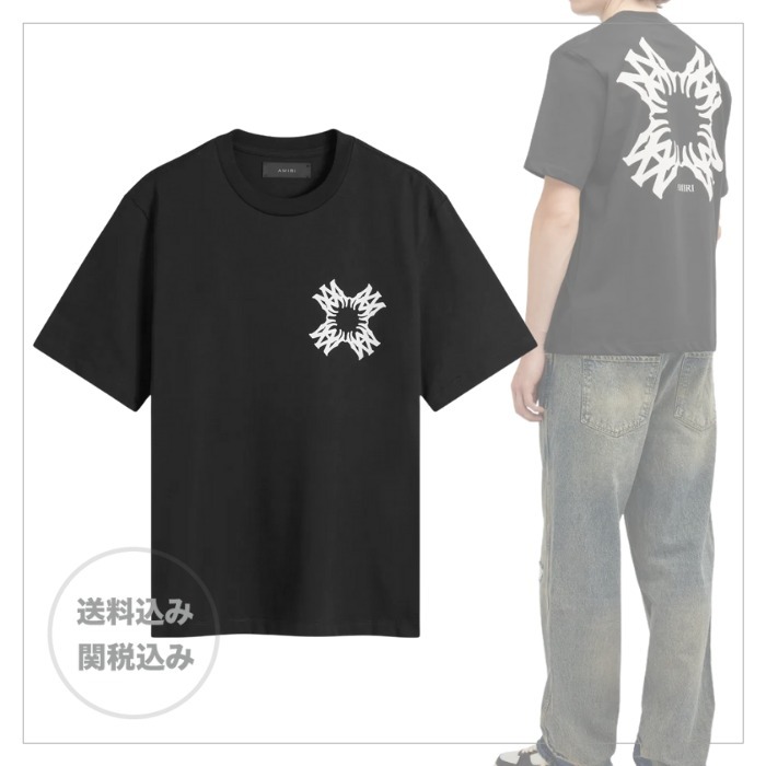 関税送料込【AMIRI】アミリ ロゴプリントクルーネック Tシャツ 関税・送料込】AMIRI ロゴプリント シャンパンコットンTシャツ