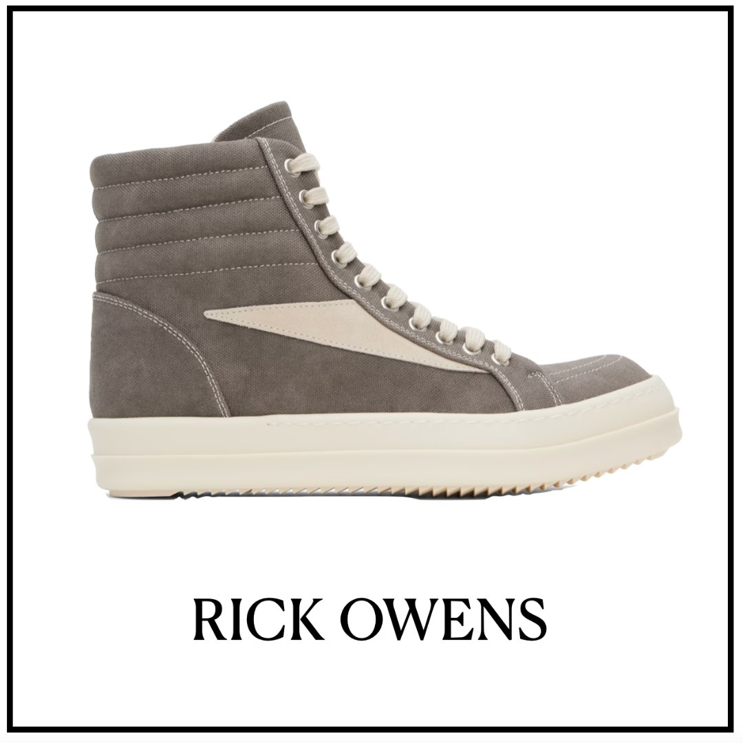 【RICK OWENS】グレー Hollywood Vintage ハイカットスニーカー