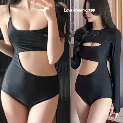 セクシー★長袖カバートップ付き ワンピース水着 2セット