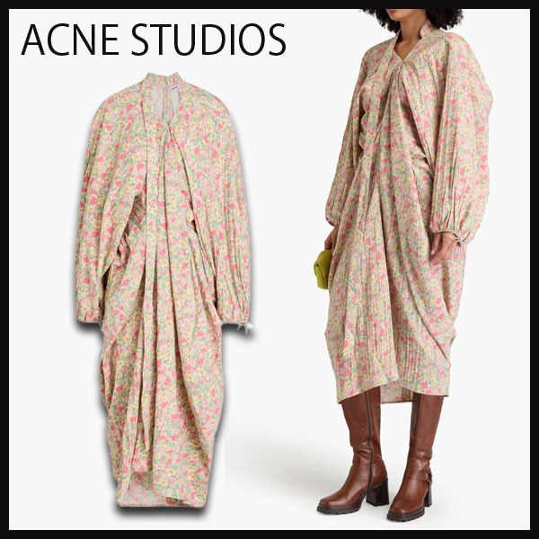ACNE STUDIOS 織地 マキシワンピース ドレープ入り フローラル