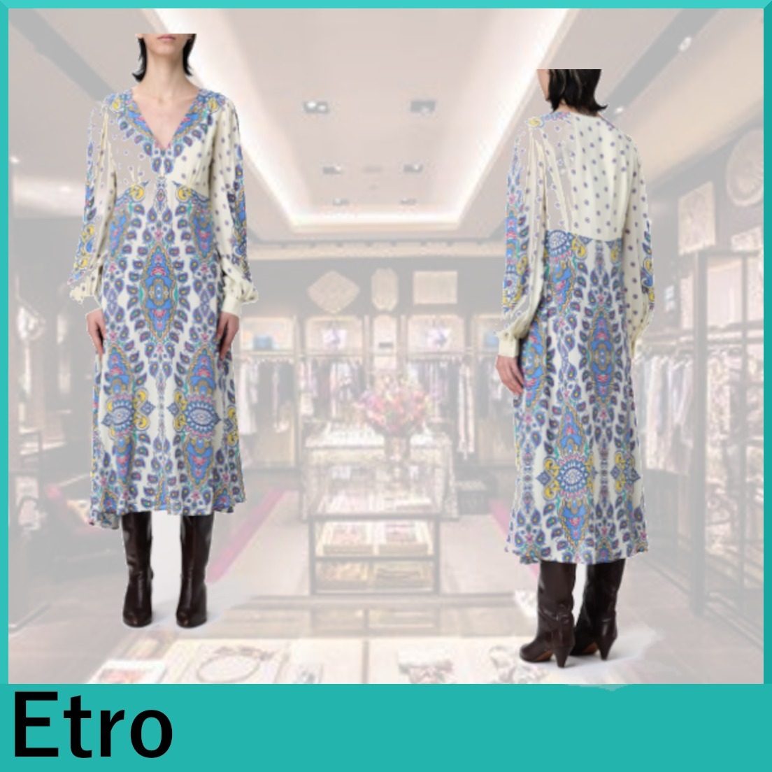 ETRO★ペイズリー柄Vネックワンピース